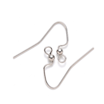 304 Stainless Steel Earring Hooks, Ear Wire, with Horizontal Loop, Stainless Steel Color, 17x22mm, Hole: 2mm, 21 Gauge, Pin: 0.7mm