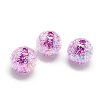 Crackle Style Acrylic Beads, AB Colour, Inside Color, Round, Purple, 16mm, Hole: 4mm, about 215pcs/478g