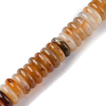 Natural Red Agate Beads Strands, Heishi Beads, Dyed & Heated, Disc, 12x3.5~4mm, Hole: 1.4mm, about 51pcs/strand, 7.48~8.19 inch(19~20.8cm)