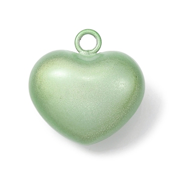 Spray Printed Alloy Bell Pendants, Heart, Dark Sea Green, 22.5x22.5x16.5mm, Hole: 3mm