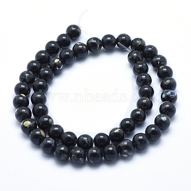 Chapelets de perles de coquillage de mer et turquoise synthétique(G-G758-10-4mm)-2