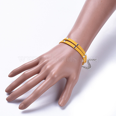 Daim faux bracelets d'enveloppe de cordon(BJEW-JB04413-04)-4