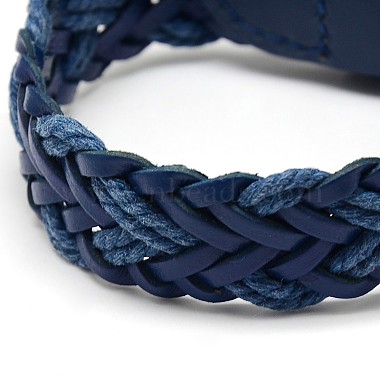 Trendy Unisex Casual Style Braided Hemp and Leather Wristband Bracelets(BJEW-L268-M)-3