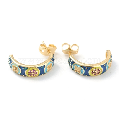 Colorful Flower Brass Stud Earrings