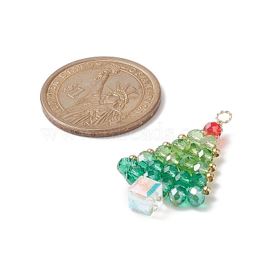 Christmas Theme Glass Seed Beads Pendants(PALLOY-TA00025)-2