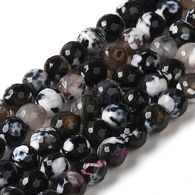 Black Round Fire Crackle Agate Beads