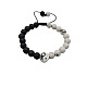 Natural Howlite & Frosted Black Agate Braided Bead Bracelets(ZE0414)-1