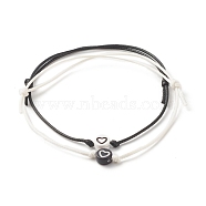 2Pcs 2 Color Flat Round with Heart Beaded Cord Bracelets Set, Adjustable Friendship Bracelet for Women, Mixed Color, Inner Diameter: 1-3/4~3-5/8 inch(4.5~9.3cm)(BJEW-JB07647)