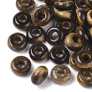 Natural Tiger Eye European Beads, Large Hole Beads, Rondelle, 10x4.5mm, Hole: 4mm(X-G-Q503-04)
