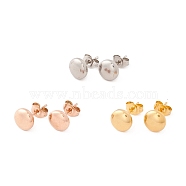 6 Pairs 304 Stainless Steel Flat Round Stud Earrings for Women, Mixed Color, 8mm, Pin: 1mm(EJEW-A067-20)