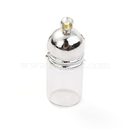 Glass Bottle Pendants, with Plastic Cap, Openable Perfume Bottle, Refillable Bottles, Clear, 29mm, Hole: 2.5mm(GLAA-H105-14B)