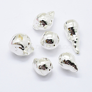 Natural Baroque Pearl Cultured Freshwater Pearl Beads, Silver Plated, Nuggets, 14~26x11~15mm, Hole: 0.5mm(X-PEAR-F006-94S)