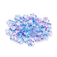 Electroplate Glass Beads, Star, Two Tone, Deep Sky Blue, 8.5x8.5x4mm, Hole: 1mm(EGLA-E059-G11)
