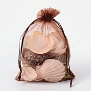 Organza Bags, with Ribbons, Chocolate, 18x13cm(X-OP-R016-13x18cm-12)