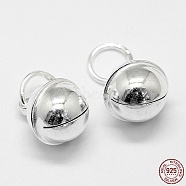 925 Sterling Silver Bell Charms, with Brass, Silver, 10x8.5mm, Hole: 4.5mm(STER-G013-19S)