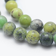 Natural Serpentine Beads Strands, Round, 6mm, Hole: 0.8mm, about 60pcs/strand, 14.5 inch(37cm)(G-E489-02A-6mm)