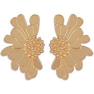Vintage Flower Stud Earrings for Women Alloy Enamel Half Flower Stud Earrings Summer Earrings Boho Beach Floral Stud Earrings Jewelry Gifts for Women, Golden, 50.5~51x33.5~34mm, Pin: 0.6mm(JE1095A)