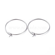316 Surgical Stainless Steel Hoop Earring Findings, Wine Glass Charms Findings, Stainless Steel Color, 20x0.7mm(X-STAS-J025-01B-P)