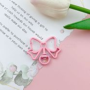 Bowknot Baking Painted Alloy Swivel Keychain Clasps, Keychain Clasp Findings, Pink, 39x33mm(PURS-PW0011-04C)