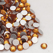 Glass Flat Back Rhinestone, Grade A, Back Plated, Faceted, Half Round, Topaz, 7.1~7.3mm, about 288pcs/bag(RGLA-C002-SS34-203)