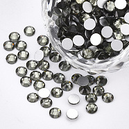 Glass Rhinestone Flat Back Cabochons, Back Plated, Faceted, Half Round, Black Diamond, SS4, 1.5~1.6x1mm, about 1440pcs/bag(RGLA-S002-04SS-01)