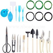Tool Sets, Stainless Steel Coarse Branch Pruner Cutter, Iron Long Handle Bonsai Scissors, Aluminum Wire, Iron Tweezers and Multi-Function Gardening Tool Sets, Mixed Color, 198x47x15.8mm(AJEW-GA0001-01)