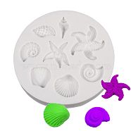 Food Grade Silicone Molds, Fondant Molds, For DIY Cake Decoration, Chocolate, Candy, UV Resin & Epoxy Resin Jewelry Making, Shell and Starfish/Sea Stars, Antique White, 67mm(DIY-I012-24)
