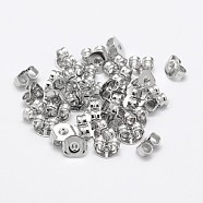 Brass Ear Nuts, Friction Earring Backs for Stud Earrings, Cadmium Free & Nickel Free & Lead Free, Platinum, 5x5x3mm, Hole: 1mm(X-KK-M163-02P-NR)