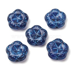 Handmade Lampwork Beads, Flower, Marine Blue, 17.5x18x7mm, Hole: 1mm, about 30pcs/bag(LA-CBAA1BE-01A)