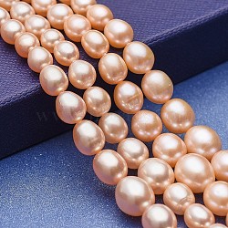 Natural Cultured Freshwater Pearl Graduated Beads Strands, Grade AAA, Potato, Bisque, 5~11.5x4~9mm, Hole: 0.5mm, about 61~62pcs/strand, 15.94~16.14 inch(40.5~41cm)(PEAR-P060-05B-01)