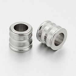 Column 201 Stainless Steel Large Hole Beads, Stainless Steel Color, 9x10mm, Hole: 6mm(STAS-N062-42P)