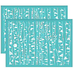 Self-Adhesive Silk Screen Printing Stencil, for Painting on Wood, DIY Decoration T-Shirt Fabric, Turquoise, Tree Pattern, 195x140mm(DIY-WH0337-065)
