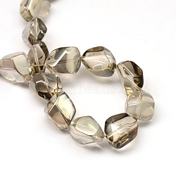 Electroplate Glass Beads Strands, Rainbow Plated, Trapezoid, Light Grey, 15.5x12~12.5x8.5~9mm, Hole: 1.5mm, about 40pcs/strand, 23.2 inch(X-EGLA-Q066-08)