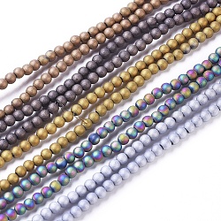 Electroplated Frosted Glass Bead Strands, Round, Mixed Color, 2.5mm, Hole: 0.7mm, about 150pcs/strand, 15.35 inch(39cm)(EGLA-G071-C)