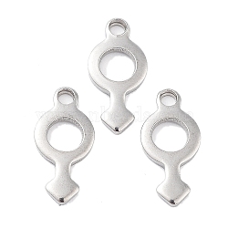 304 Stainless Steel Charms, Male Gender Sign Charm, Stainless Steel Color, 12.5x6x1mm, Hole: 1.4mm(STAS-K274-03P)