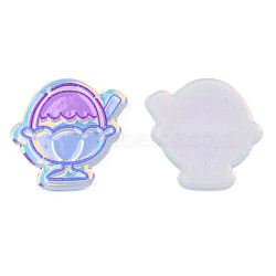 Transparent Printed Acrylic Cabochons, Ice Cream, Violet, 26x25x2.5mm(TACR-N016-27)