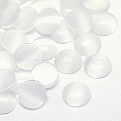 Cat Eye Cabochons, Half Round, White, 10x2~3mm(CE-J002-10mm-05)