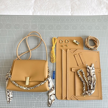 DIY Imitation Leather Crossbody Lady Bag Making Kits, Handmade Shoulder Bags Sets for Beginners, Gold, Finished Product: 22x18x6cm