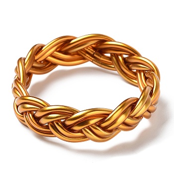 Plastic Cord Braided Stretch Bracelets, Gold, Inner Diameter: 2-1/2 inch(6.5cm)
