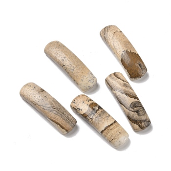 Natural Picture Jasper Connector Charms, Curved Tube, Arch, 36~37x10.5~11x5.5~6mm, Hole: 1.2mm