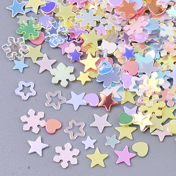 Ornament Accessories, PVC Plastic Paillette/Sequins Beads, Snowflake & Heart & Star, Champagne Yellow, 2.5~5x3~5x0.4mm