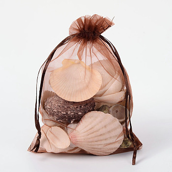 Organza Bags, with Ribbons, Chocolate, 18x13cm