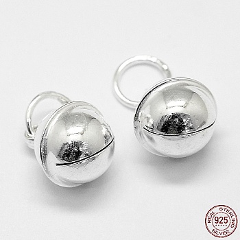 925 Sterling Silver Bell Charms, with Brass, Silver, 10x8.5mm, Hole: 4.5mm