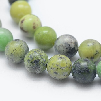 Natural Serpentine Beads Strands, Round, 6mm, Hole: 0.8mm, about 60pcs/strand, 14.5 inch(37cm)