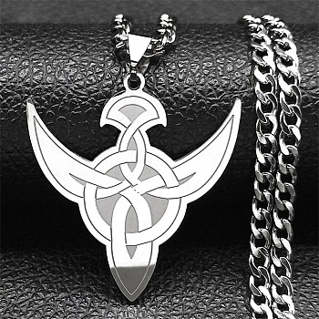 304 Stainless Steel Necklaces, Trinity Knot Pendant Necklaces, Stainless Steel Color, 23.46 inch(59.6cm)