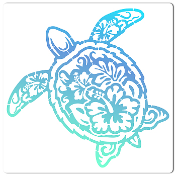 PET Plastic Hollow Out Drawing Painting Stencils Templates, Square, Creamy White, Sea Turtle Pattern, 300x300mm
