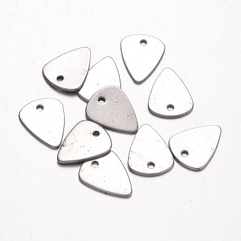 201 Stainless Steel Charms, Triangle, Stainless Steel Color, 12x10x1mm, Hole: 1mm