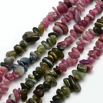 Natural Tourmaline Nuggets Bead Strands, Mixed Color, 5~8x5~8mm, Hole: 1mm, about 15.5 inch