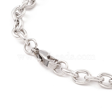 201 bracelet à breloques rectangle & trèfle en acier inoxydable avec chaîne forçat pour femme(STAS-P304-18P)-4