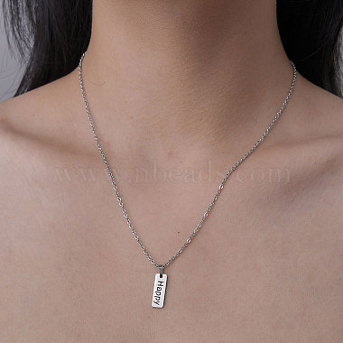 201 Stainless Steel Word Happy Pendant Necklace(NJEW-OY001-38)-2